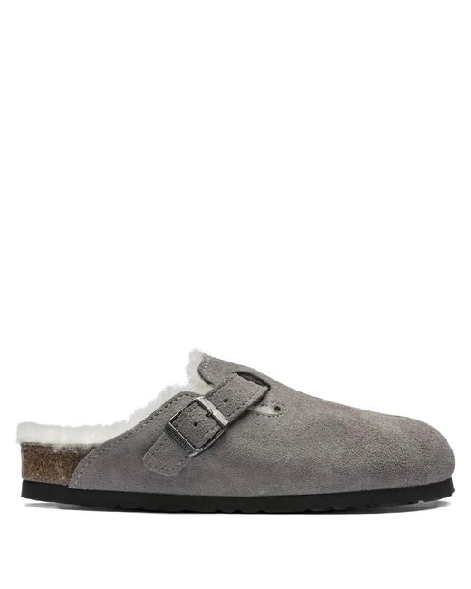 Birkenstock Gray Boston Shearling Mules for men