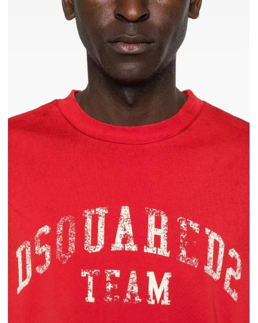 DSquared² Red Relaxed-Fit Crew Neck T-Shirt for men