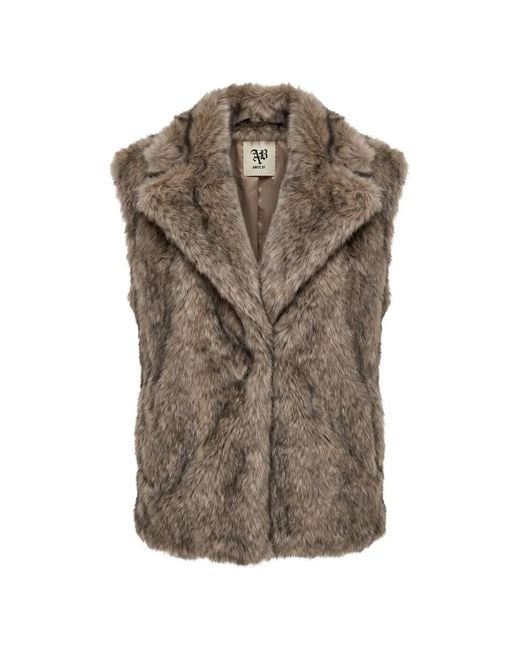 Aniye By Brown Faux-Fur Notched-Lapels Gilet