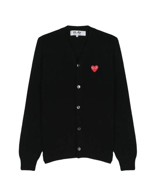COMME DES GARÇONS PLAY Black U V-Neck Cardigan Emblem Knit