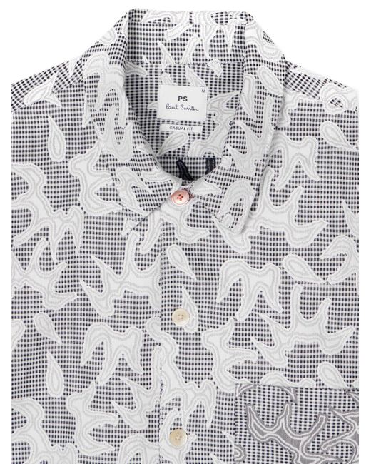 Paul Smith Gray Graphic-Print Cotton Shirt for men