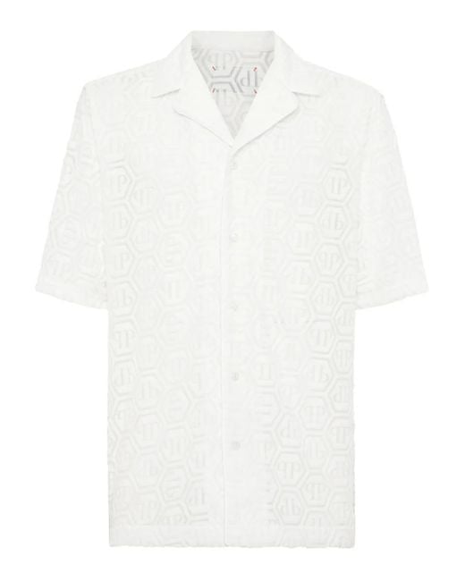 メンズ Philipp Plein モノグラム ジャカード シャツ White