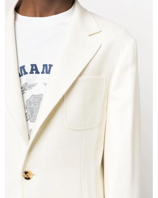 Brunello Cucinelli Natural Single-Breasted Wool-Blend Blazer for men