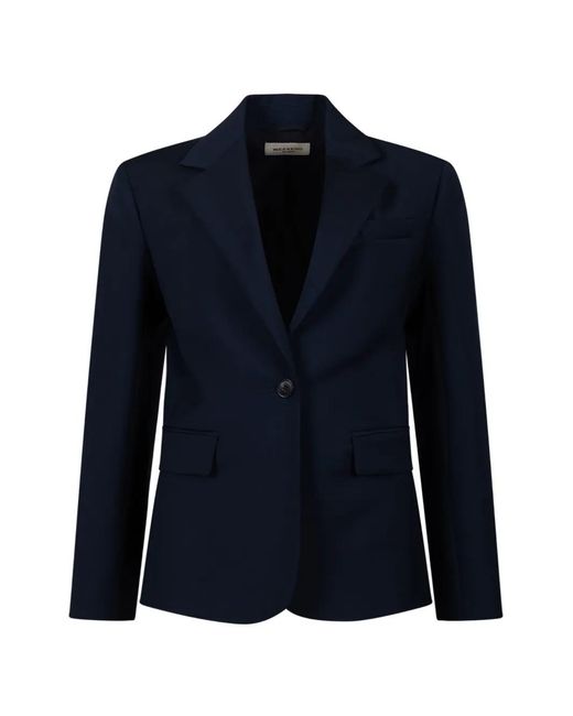 Weekend by Maxmara Blue Single-Breasted Wool Blazer