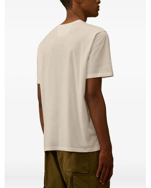 T-Shirt En Coton À Logo Brodé C P Company pour homme en coloris Natural
