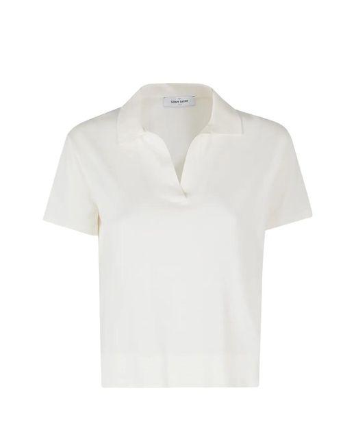 Gran Sasso White Short-Sleeve Polo Shirt