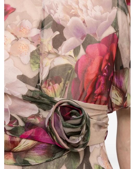 Nissa White Floral Detail Midi Dress