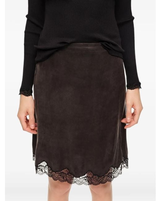Bimba Y Lola Black Washed Lace Miniskirt