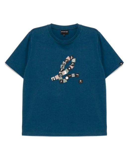 SPORT b. by agnès b. Blue Squares-Logo T-Shirt for men