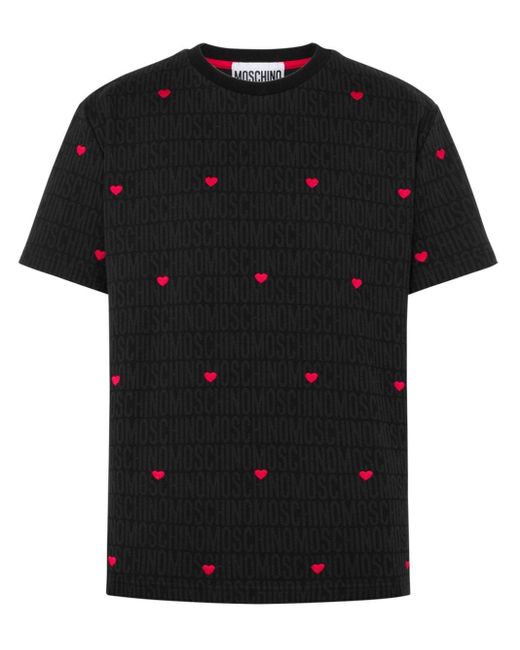 T-shirt en coton à logo imprimé Moschino pour homme en coloris Black