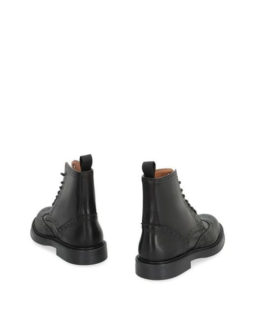 Bruno Magli Black Brogue-Detail Lace-Up Boots for men