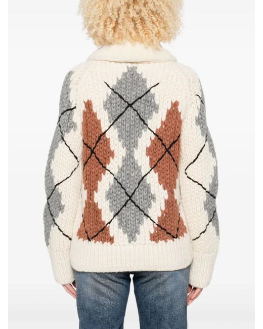 Ermanno Scervino Natural Cardigan mit Shearling-Kragen