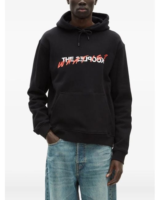 The Kooples Black Graphic-Print Cotton Hoodie for men