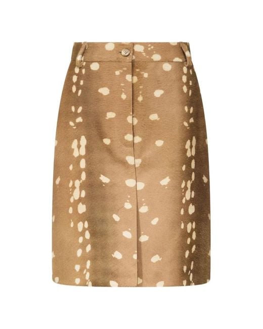 Loulou de Saison Natural Mica Deer-Print Pony-Effect Mid Skirt