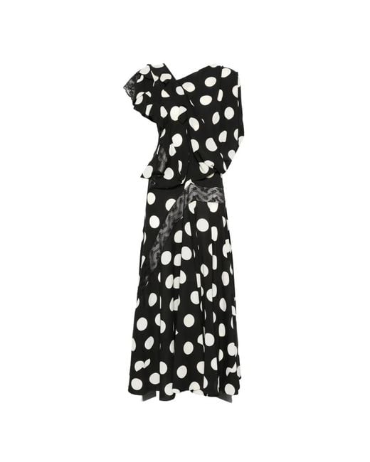 Junya Watanabe White Polka-Dot Laced Maxi Dress