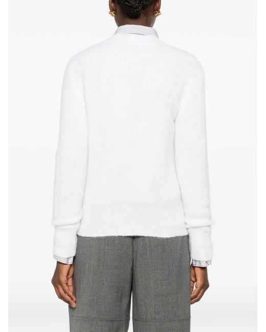 Base London White V-Neck Cardigan