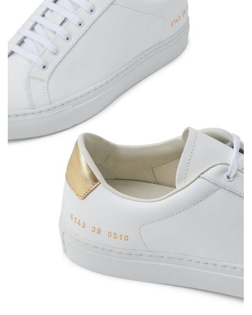 Common Projects Retro Leren Sneakers in het White