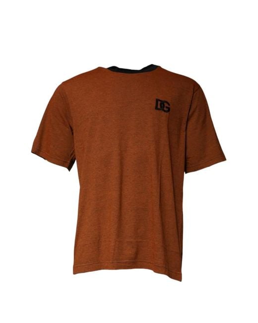 Dolce & Gabbana Brown Dg Logo Cotton T-Shirt for men