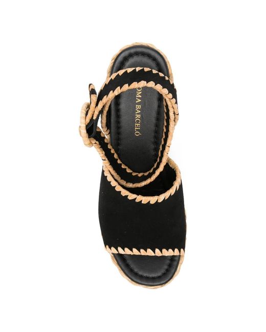 Paloma Barceló Natural Buckle Platform Heeled Espadrilles