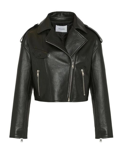 Yves Salomon レザーライダースジャケット Black