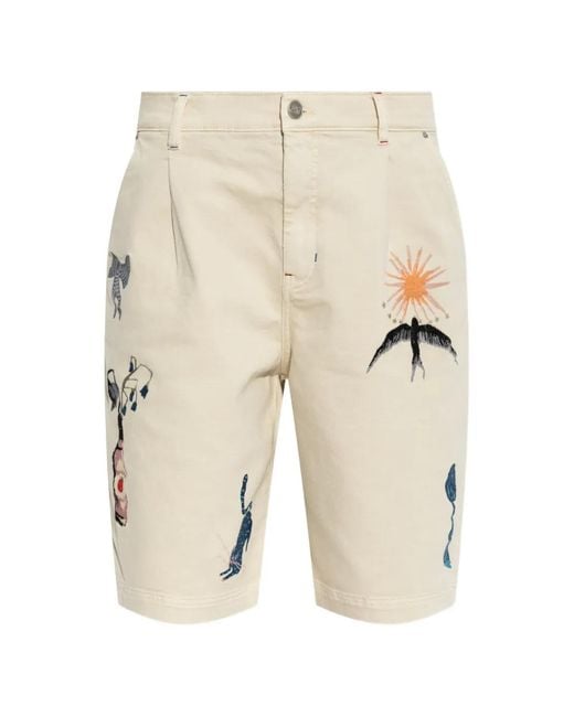 Munthe Natural Breyla Embroidered-Detail Shorts