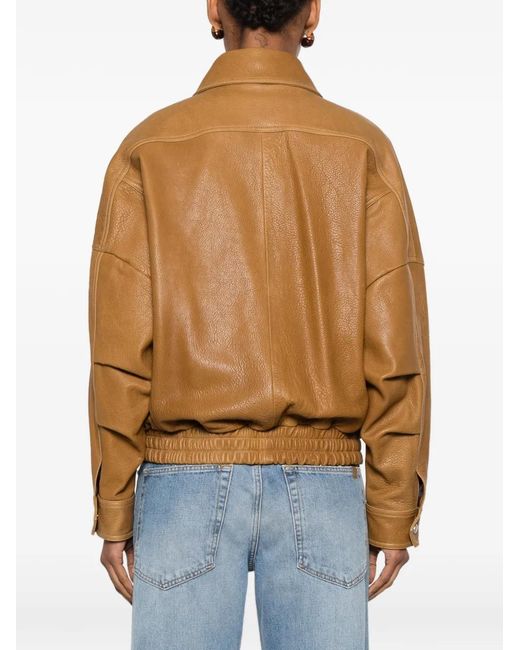 Nour Hammour Brown Dalma Leather Jacket