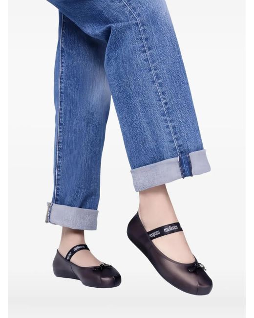 Melissa Black Sophie Fem Bow-Detail Ballet Flats