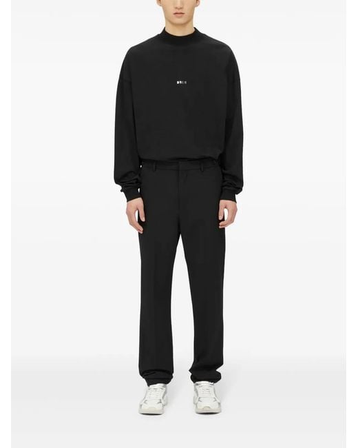MSGM Black Straight-Leg Tailored Pants With Button Closure for men