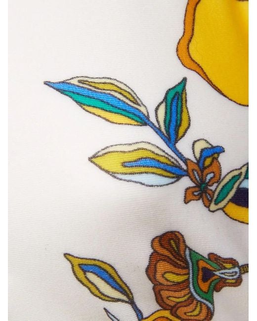 LaDoubleJ Metallic Floral-Print Halterneck Bikini Top