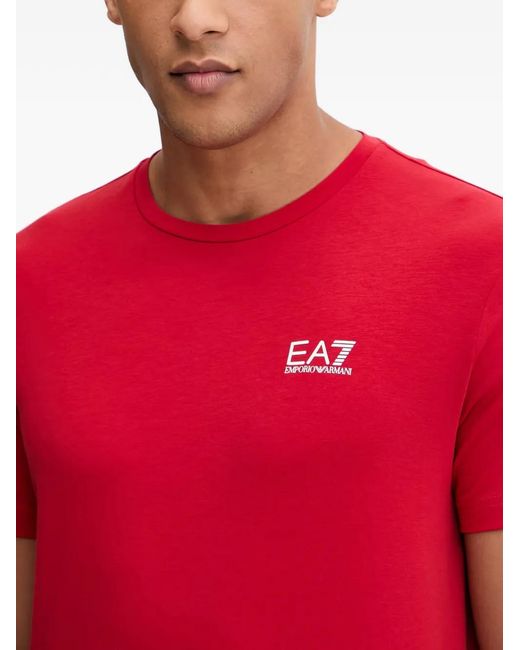 EA7 Red Logo-Print Short-Sleeve T-Shirt for men