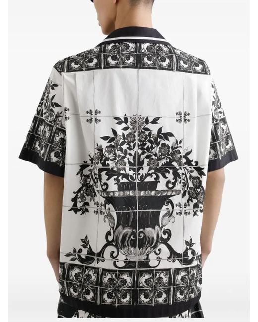 Dolce & Gabbana Hemd Mit Majolica-Print in Black für Herren