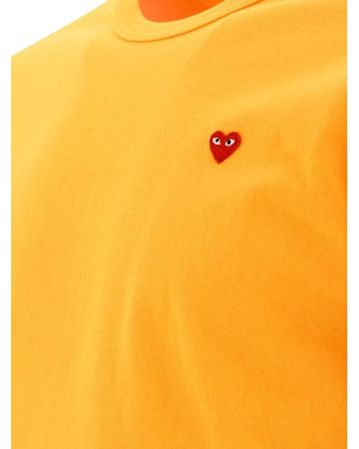 COMME DES GARÇONS PLAY Yellow Logo-Patch T-Shirt for men