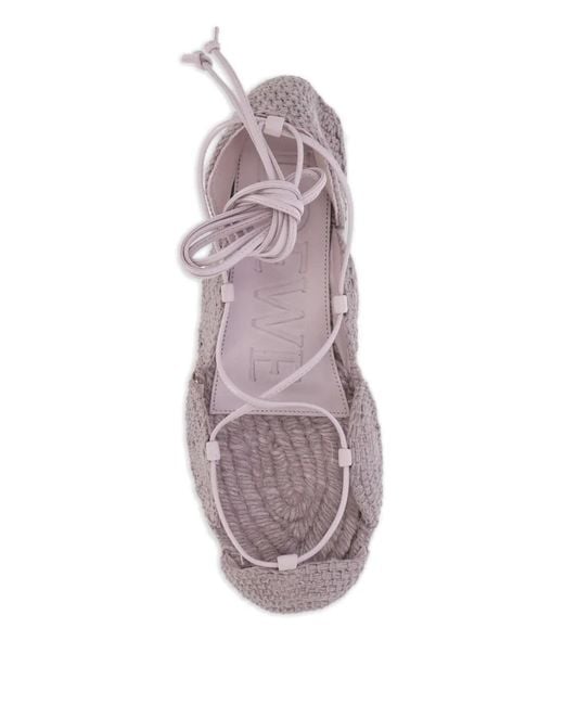 Loewe Pink Lace-Up Flat Espadrilles