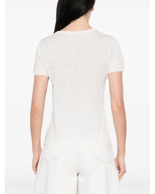 Base London White T-Shirt À Patte De Boutonnage
