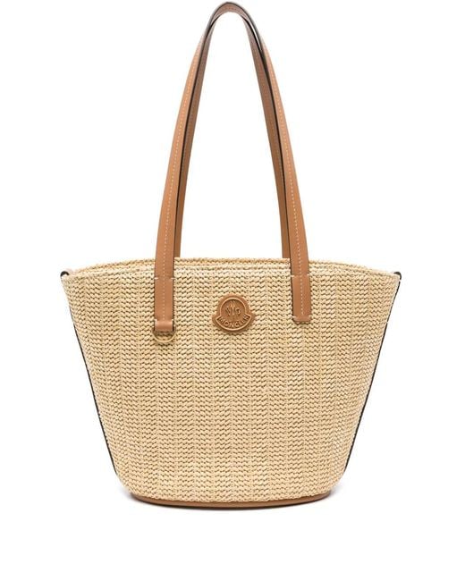 Moncler Natural Small Hubba Raffia Tote Bag