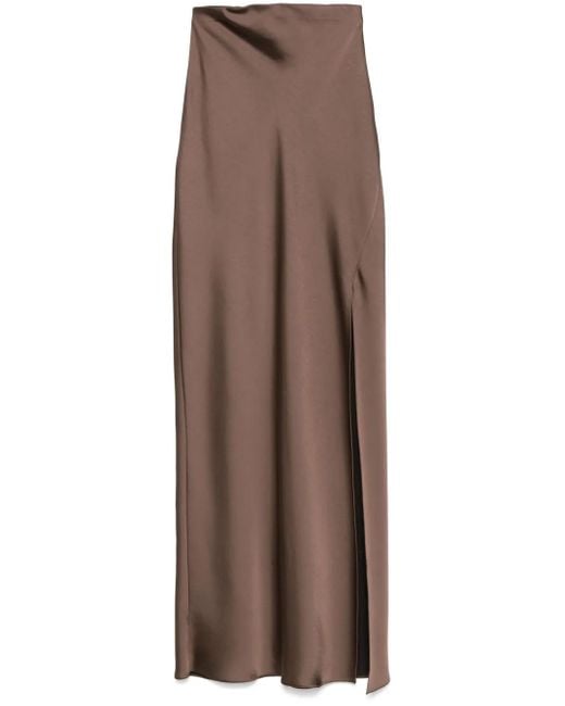 Patrizia Pepe Brown Satined Maxi Skirt
