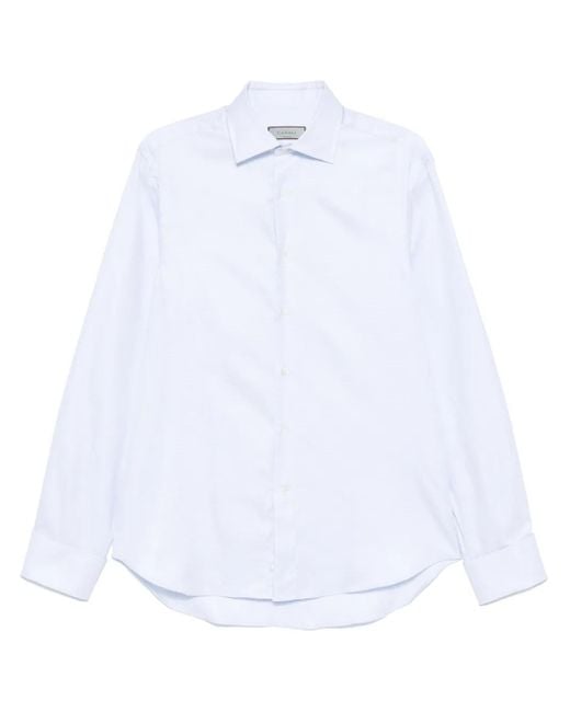 Canali White Pattern Jacquard Shirt for men