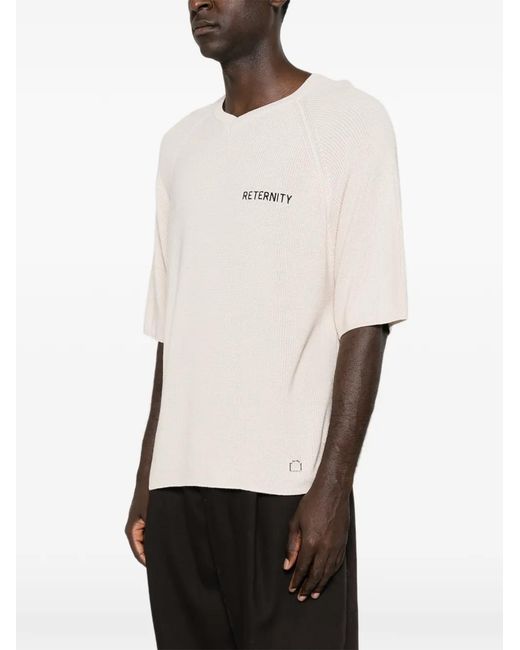 RETERNITY White Logo-Print Raglan-Sleeve Sweater for men