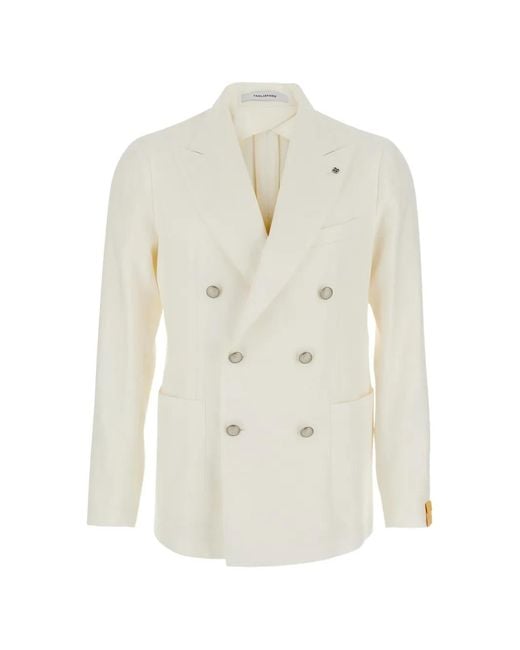 Tagliatore White Montecarlo Double-Breasted Blazer for men