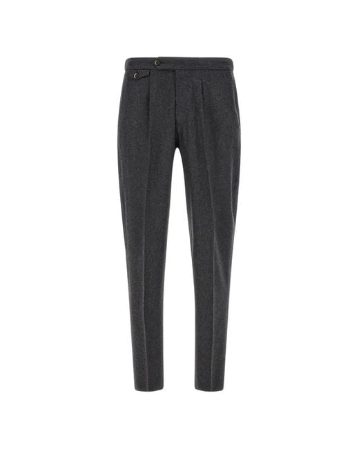 PT Torino Black Union Pleated Tailored Trousers for men