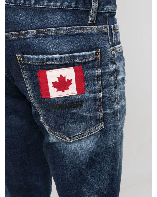 DSquared² Flag Patch Slim-fit Jeans in het Blue voor heren