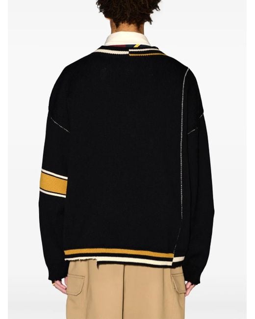 Ambush Black Raw-Cut Striped Jumper for men