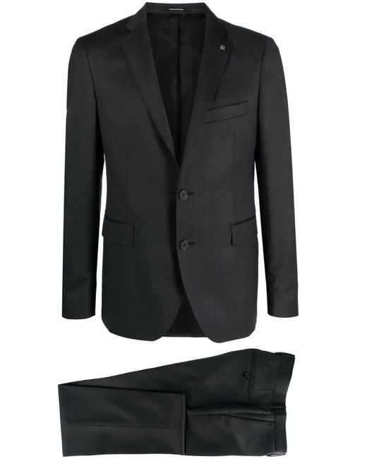 Tagliatore Black Single-Breasted Buttoned Suit for men