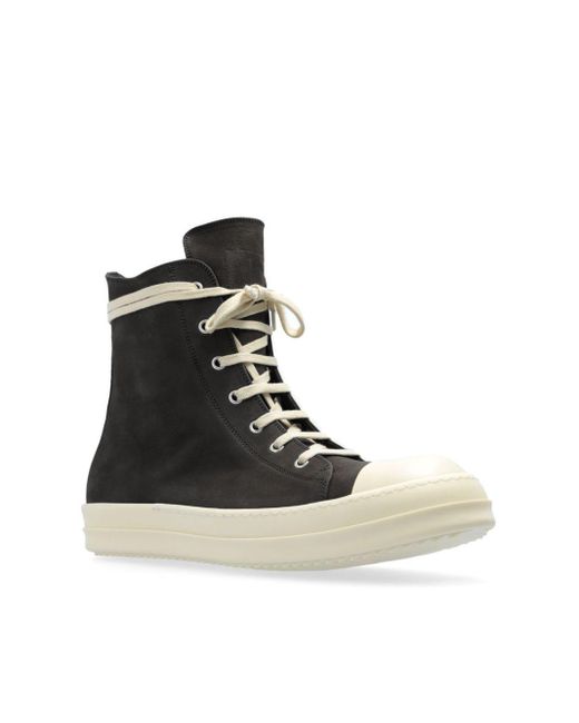 Rick Owens Black Lace-Up Hi-Top Trainers for men