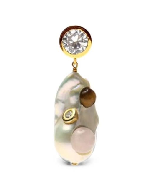 Sharra Pagano White Inclusion Baroque-Pearl Earring
