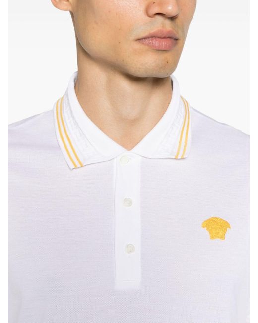 Versace White Polo Shirt With Medusa Face, for men