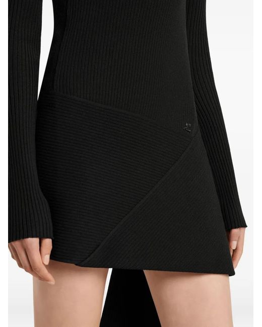 Courreges Black Buttoned Asymmetric Knit Dress