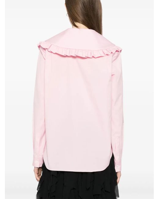 Comme des Garçons Pink Gerüschtes Hemd Mit Weitem Kragen