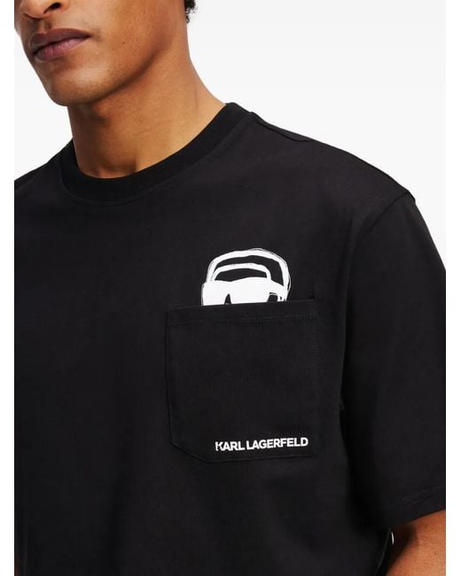Karl Lagerfeld Black Ikon Relaxed T-Shirt for men