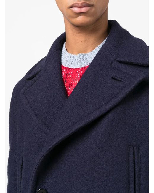 Marni Blue Double-Breasted Wool Coat for men